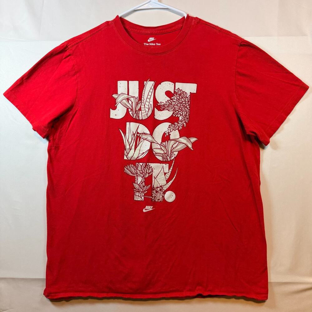 Nike Just Do It Floral Graphic The Nike Tee Red T Shirt Mens Size Large